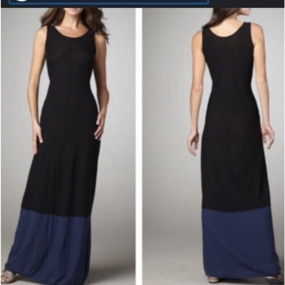 VINCE Knit Long Maxi Colorblock 100% Cotton Dress Size XS Minimalist